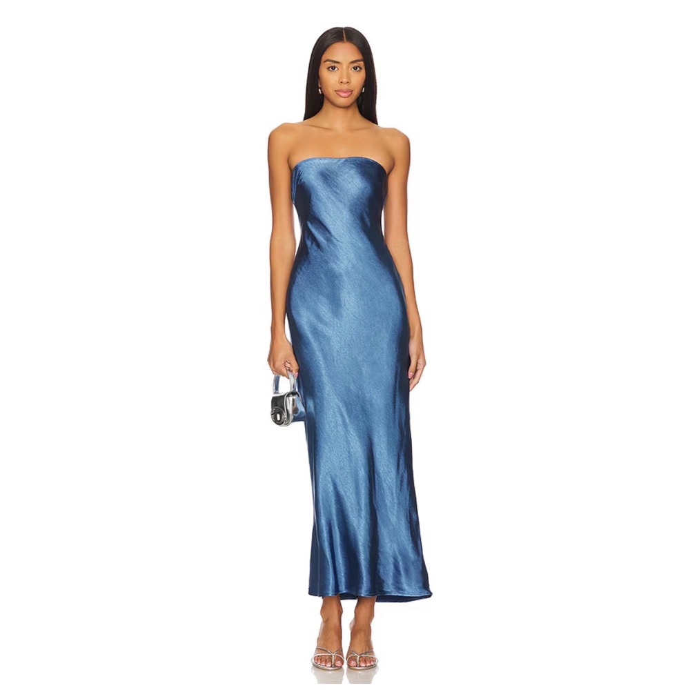 MORE TO COME Emma Strapless Maxi Dress in Navy Size XS NWT